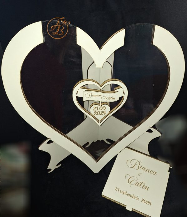 Guest Book plexiglass inimioara si cutiuta personalizata - imagine 14