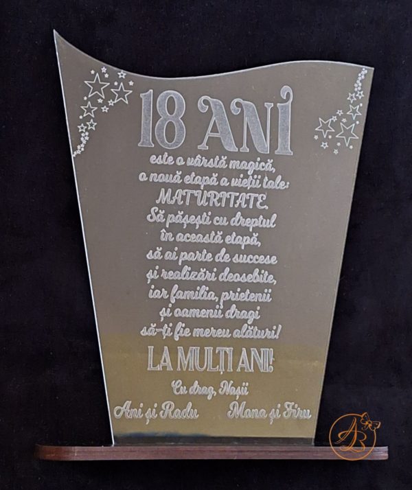 Decor trofeu gravat pentru majorat - imagine 5