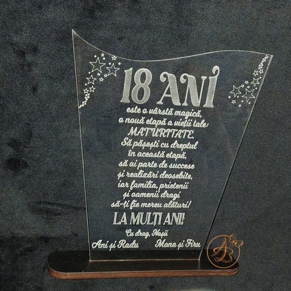 Decor trofeu gravat pentru majorat - imagine 3