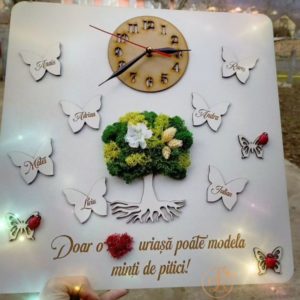 Ceas perete cu licheni pentru invatatoare, educatoare