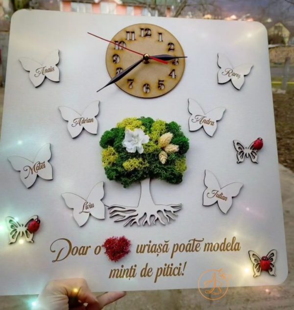 Ceas perete cu licheni pentru invatatoare, educatoare