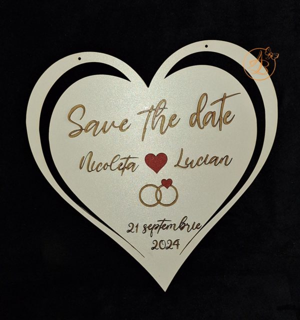 Save the date inima, cu text decupat