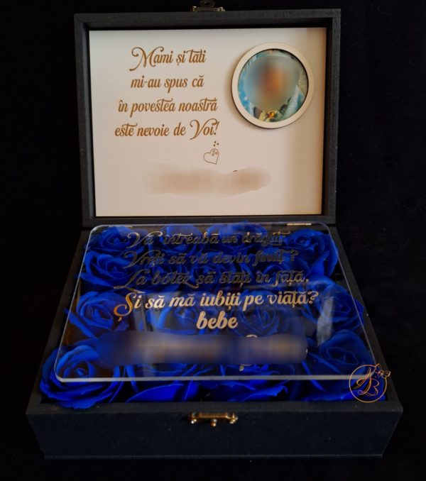 Cutie cu poza, flori si placa plexiglass, pentru nasi - imagine 7