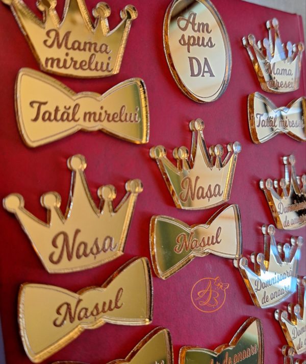 Insigne din oglinda aurie 4cm