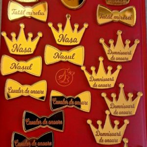 Set insigne din oglinda aurie 4cm