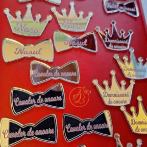Set insigne din oglinda argintie 4cm