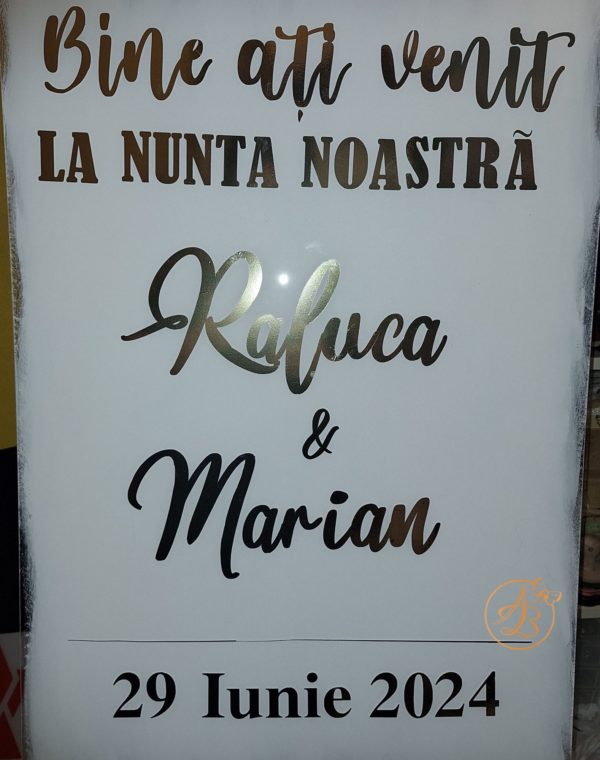 Panou plexiglass transparent vopsit A3 Bine ati venit la nunta noastra - imagine 5