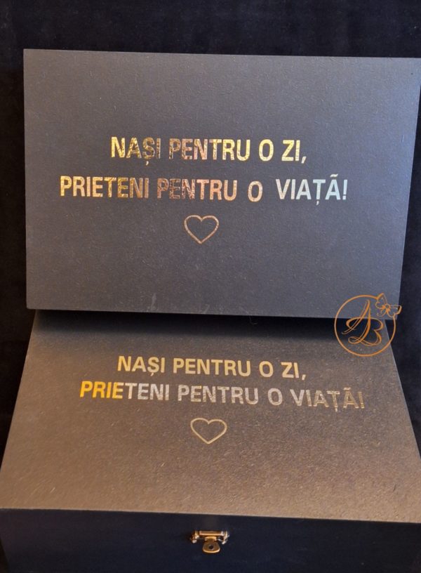 Cutie pentru nasi decorata cu text auriu - imagine 29