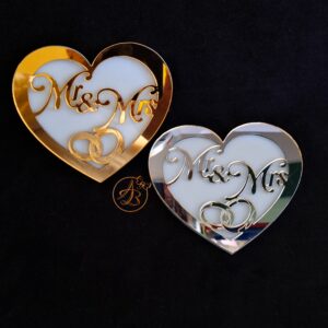 Cutie verighete Mr & Mrs inima cu capac oglinda