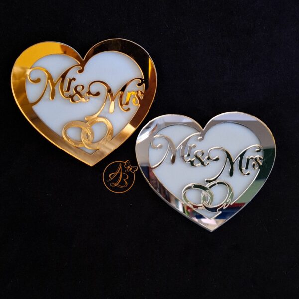 Cutie verighete Mr & Mrs inima cu capac oglinda