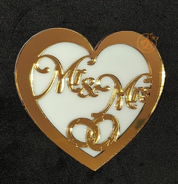 Cutie verighete Mr & Mrs inima cu capac oglinda - imagine 11
