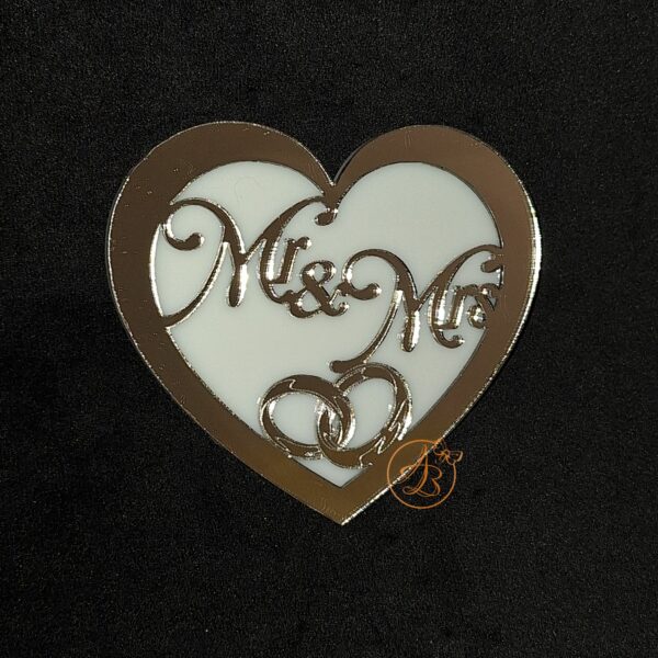 Cutie verighete Mr & Mrs inima cu capac oglinda - imagine 13