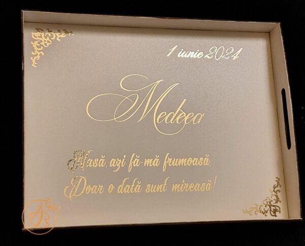 Set alb pentru mireasa, tava, oglinda, pieptene - imagine 6