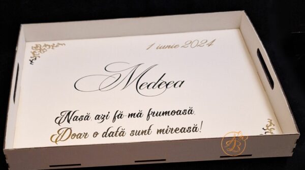 Set alb pentru mireasa, tava, oglinda, pieptene - imagine 4