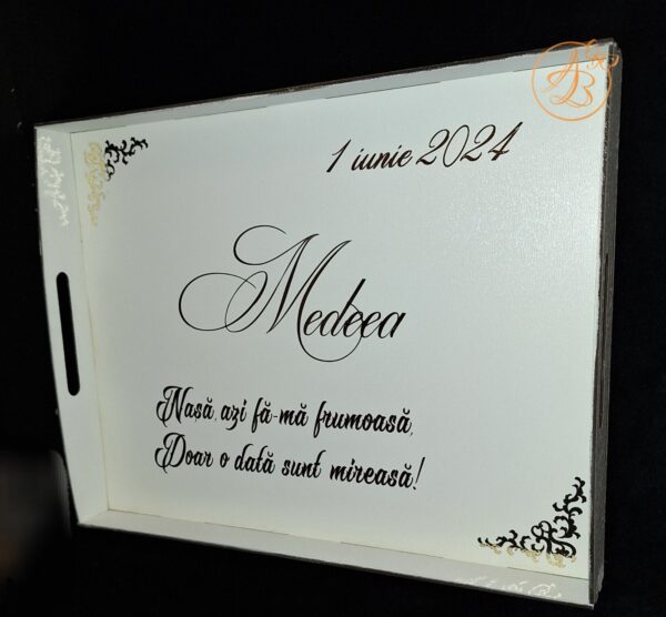 Set alb pentru mireasa, tava, oglinda, pieptene - imagine 12