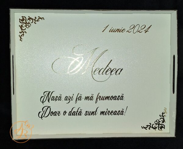 Set alb pentru mireasa, tava, oglinda, pieptene - imagine 7