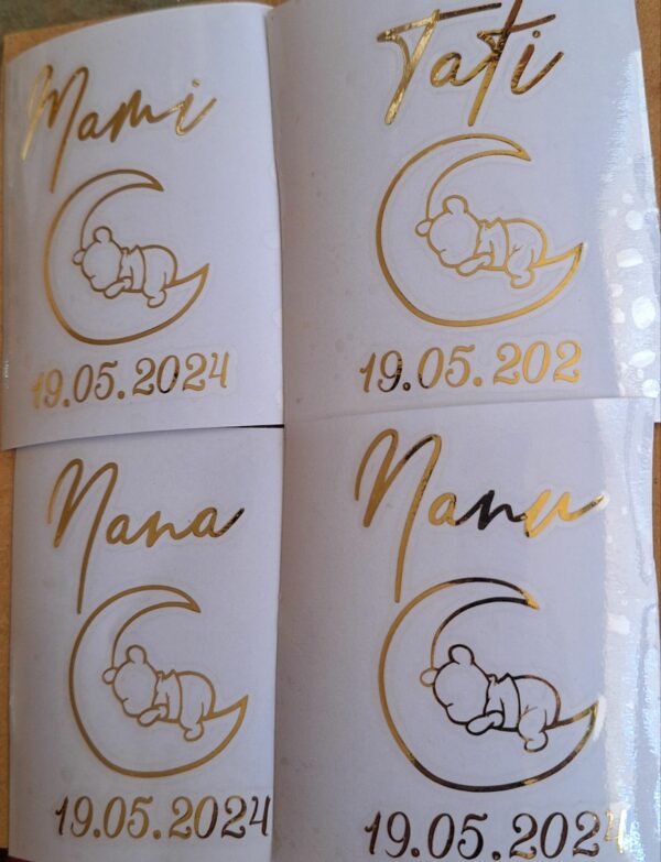 Stickere pahare botez cu ursulet pe luna - imagine 2