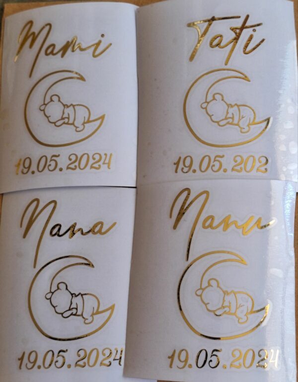Stickere pahare botez cu ursulet pe luna - imagine 3