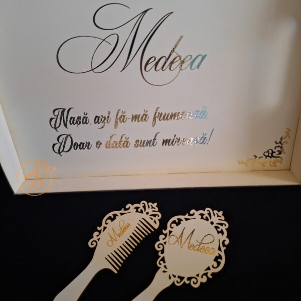 Set alb pentru mireasa, tava, oglinda, pieptene - imagine 20