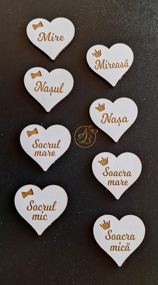 Insigne inimioare din lemn 4cm - imagine 8