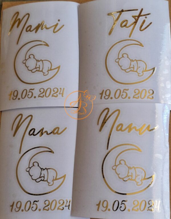 Stickere pahare botez cu ursulet pe luna - imagine 11
