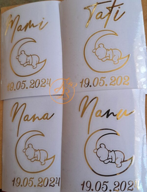 Stickere pahare botez cu ursulet pe luna - imagine 9