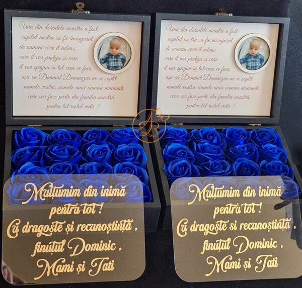Cutie cu poza, flori si placa plexiglass, pentru nasi - imagine 14