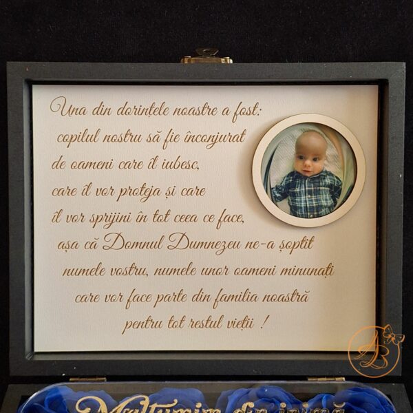 Cutie cu poza, flori si placa plexiglass, pentru nasi - imagine 11