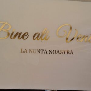 Panou 50x70cm plexiglass alb usor transparent Bine ati venit la nunta noastra