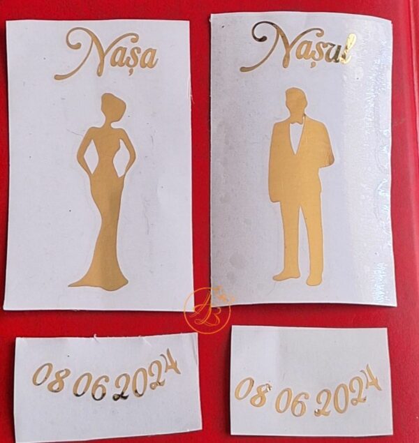 Stickere pahare nasi, cu siluete si data