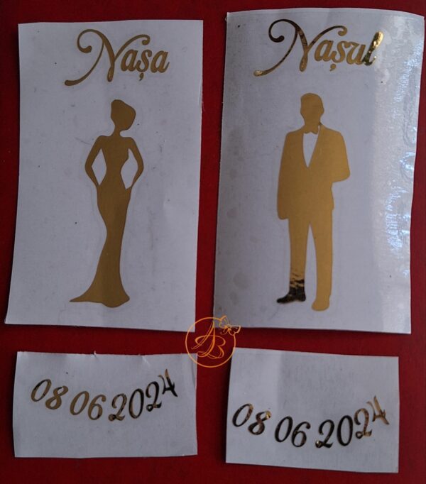 Stickere pahare nasi, cu siluete si data - imagine 3