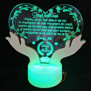 Trofeu inimioara cu leduri pentru nasi, cu suport alb