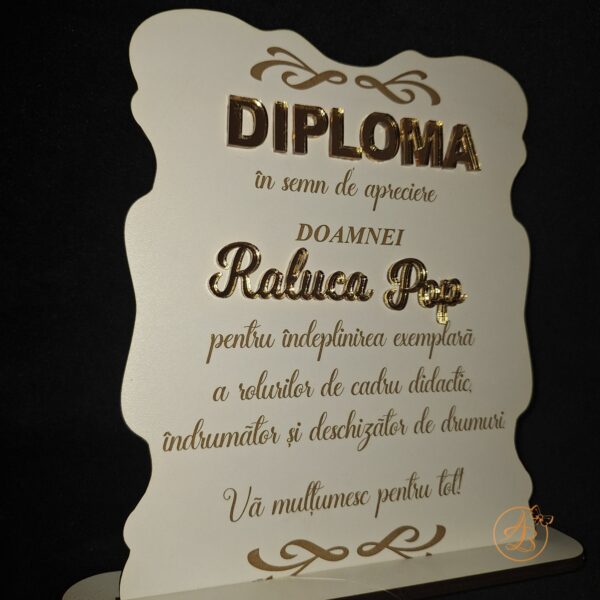 Tablou, diploma gravata cu nume din oglinda aurie - imagine 4
