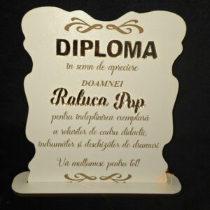 Tablou, diploma gravata cu nume din oglinda aurie, pentru profesor