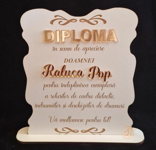 Tablou, diploma gravata cu nume din oglinda aurie - imagine 7