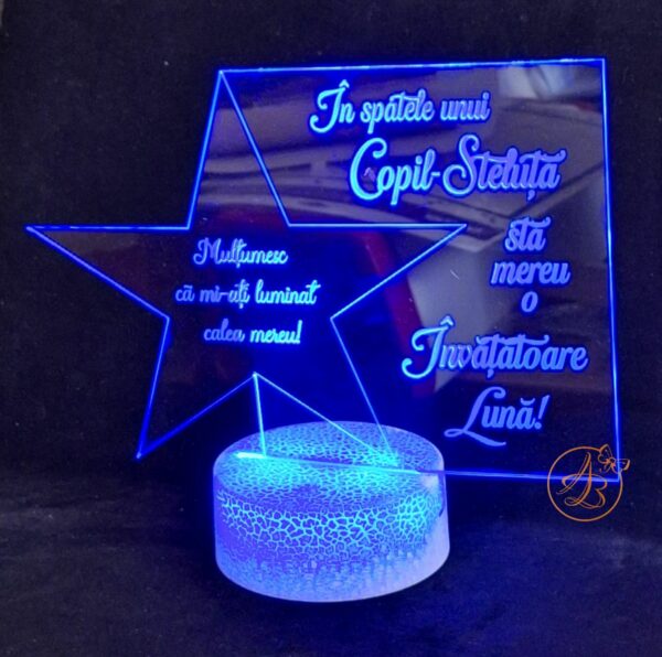 Decor trofeu gravat cu steluta pentru profesor - imagine 3
