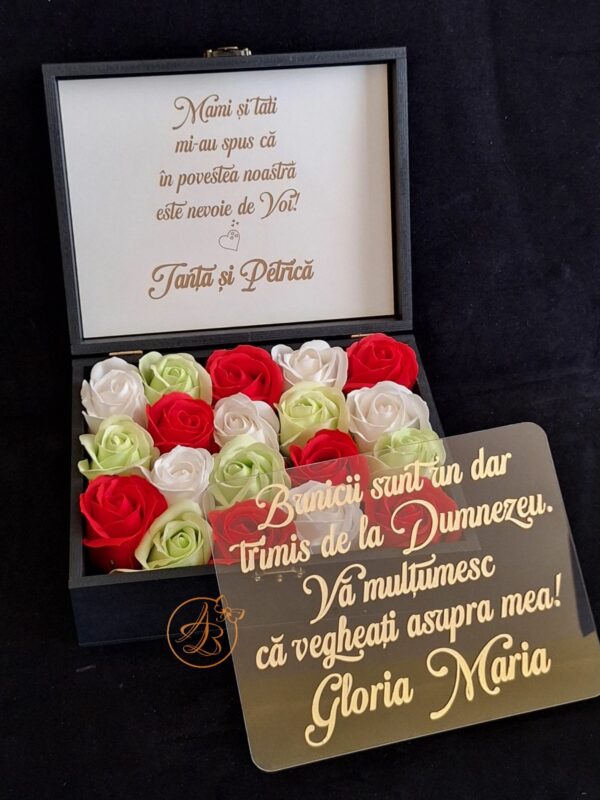 Cutie cu flori si placa plexiglass, pentru nasi - imagine 30