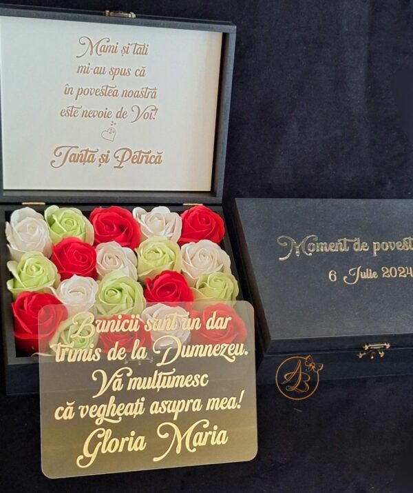 Cutie cu flori si placa plexiglass, pentru nasi - imagine 26