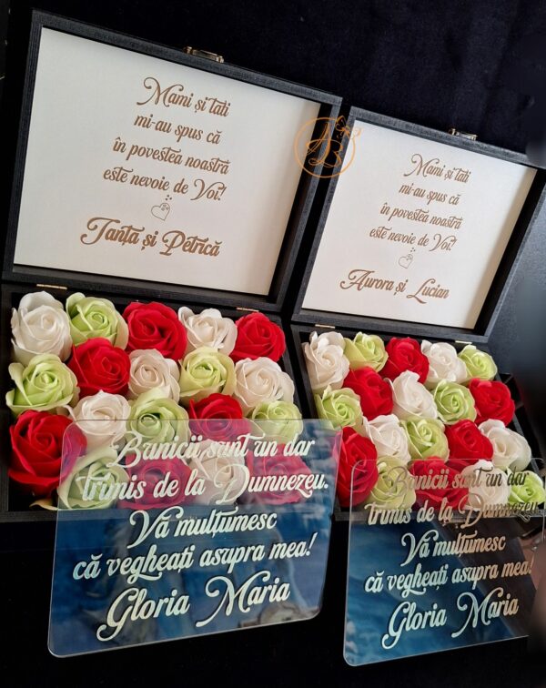 Cutie cu flori si placa plexiglass, pentru nasi - imagine 28