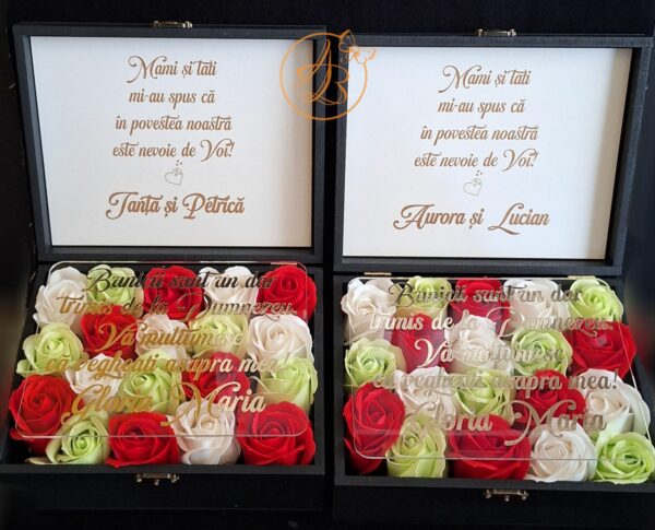 Cutie cu flori si placa plexiglass, pentru nasi - imagine 29