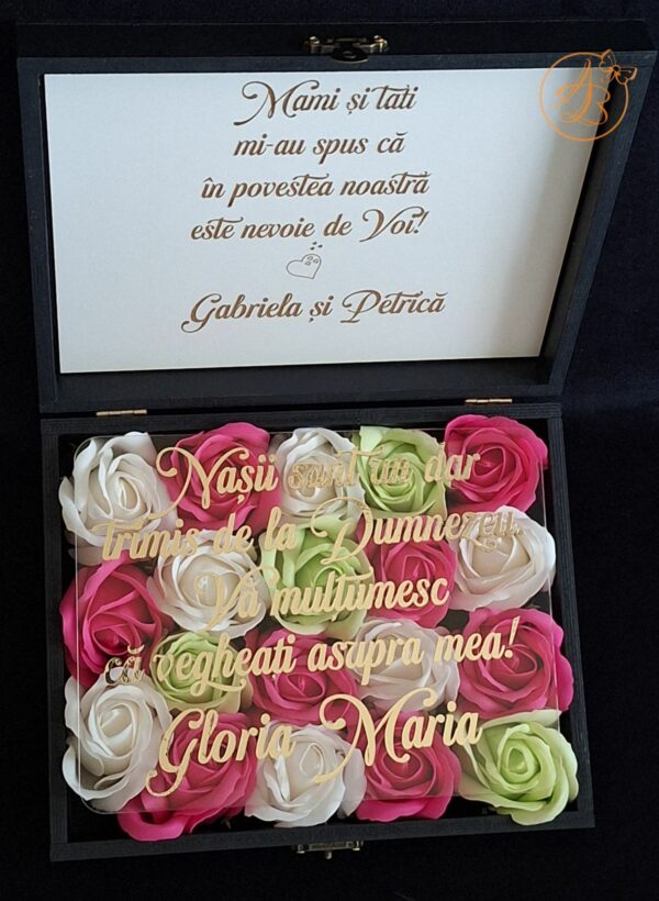 Cutie cu flori si placa plexiglass, pentru nasi - imagine 33