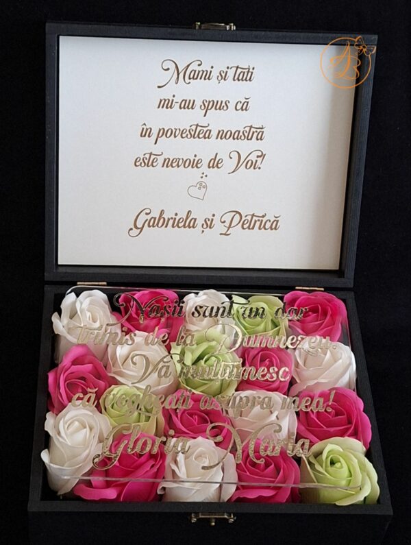 Cutie cu flori si placa plexiglass, pentru nasi - imagine 25
