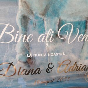 Panou 50x70cm plexiglass transparent Bine ati venit la nunta noastra, cu nume