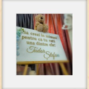 Panou plexiglass alb, pentru botez