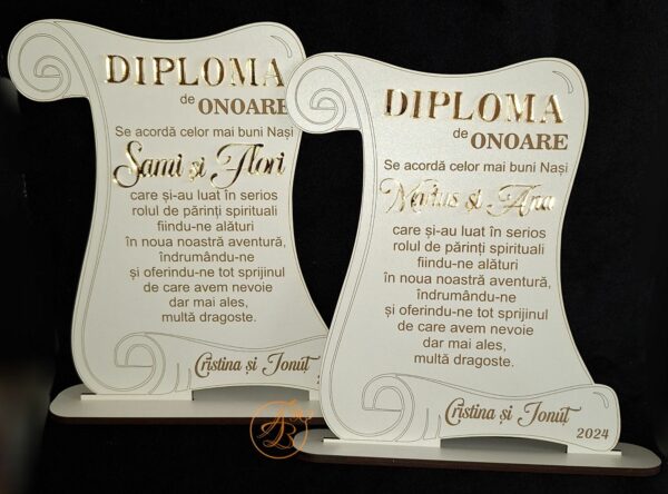 Tablou, diploma gravata pentru nasi, cu nume din oglinda aurie - imagine 4