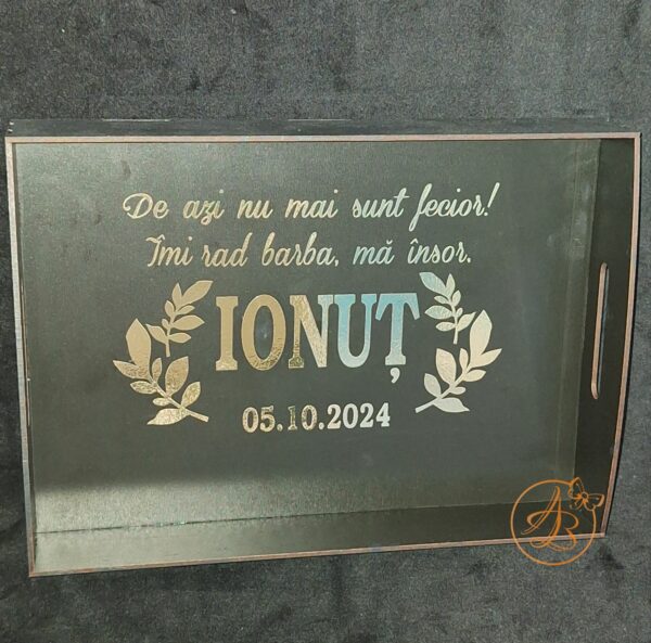 Set negru pentru mire, tava, satar, pieptene - imagine 12