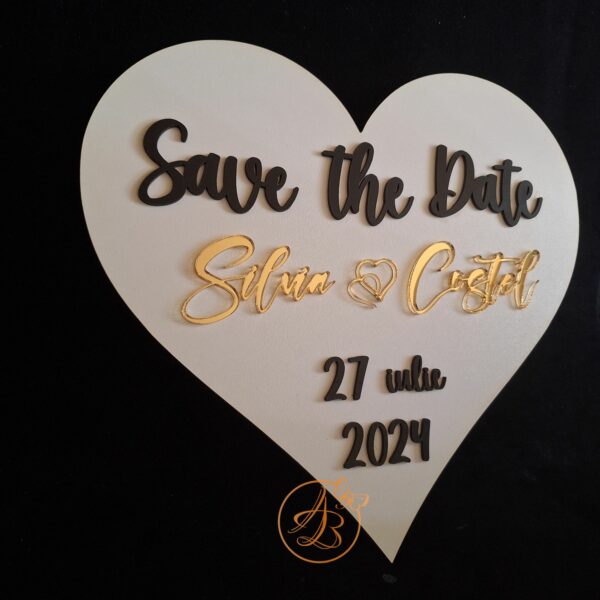 Save the date inima, cu nume decupat din oglinda - imagine 6