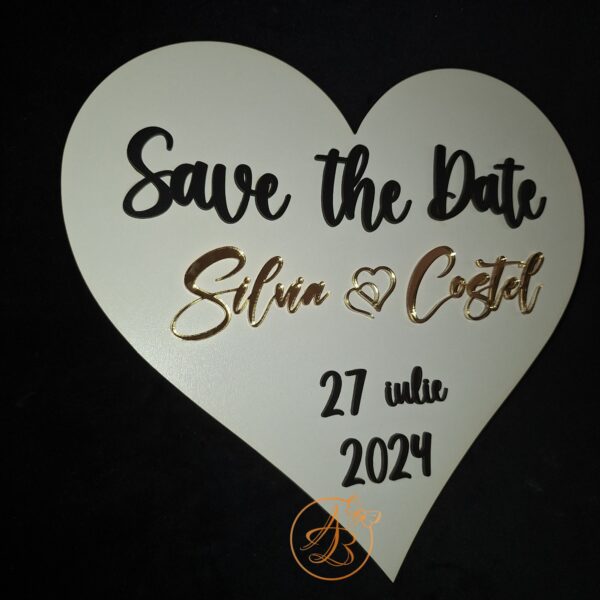 Save the date inima, cu nume decupat din oglinda - imagine 4