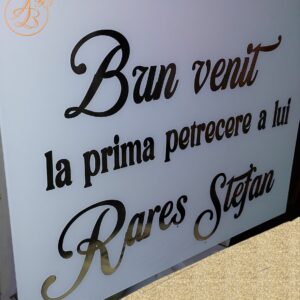 Panou plexiglass alb, pentru petrecere 1 anisor