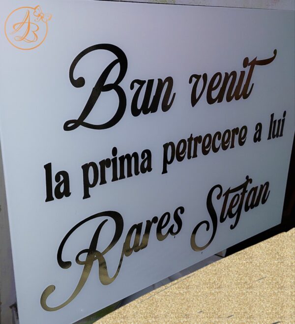 Panou plexiglass alb, pentru petrecere 1 anisor